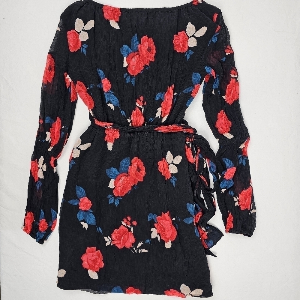 Club Monaco Jowdie Wrap-Front Tiered-Sleeves Floral-Print Silk Dress - Picture 4 of 13